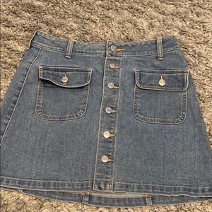 Light wash button down denim skirt